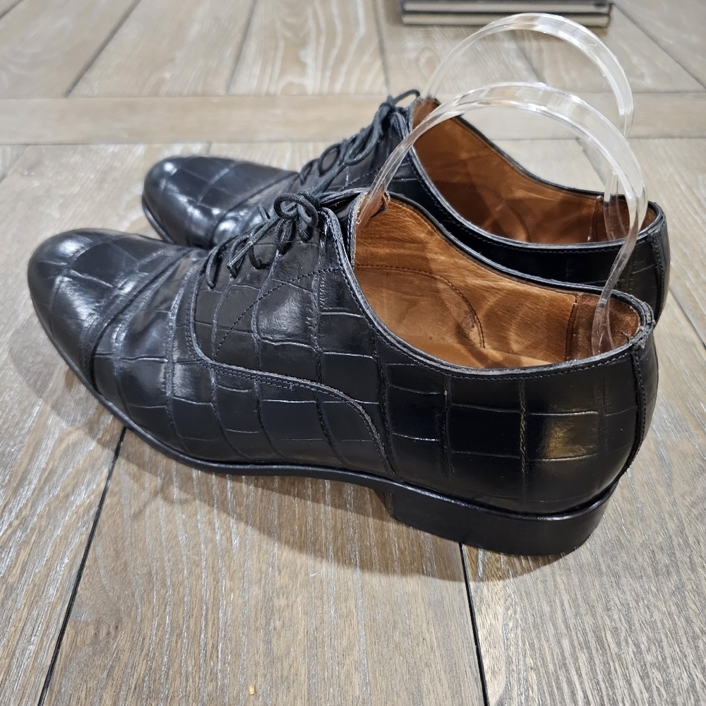 Paul Fredrick Black Crocodile Pattern Oxfords - Picture 3 of 9